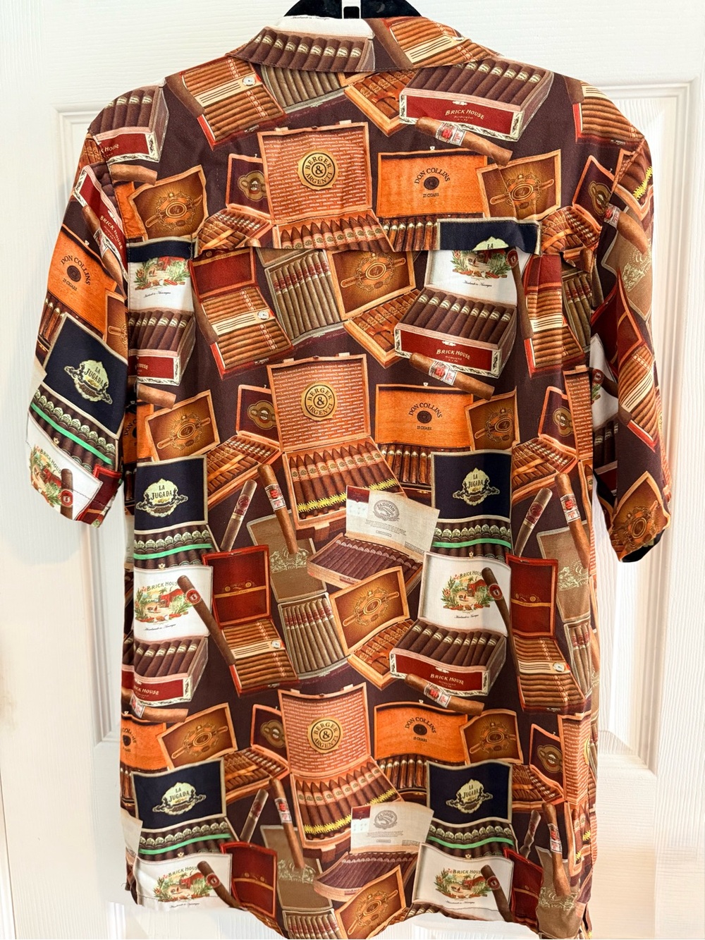 Men's Short-Sleeve Novelty Cigar Print Shirt - Brown Multi - Picture 4 of 5